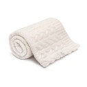 Kocyk warkocz ze 100% wełny merino cream - premium collection