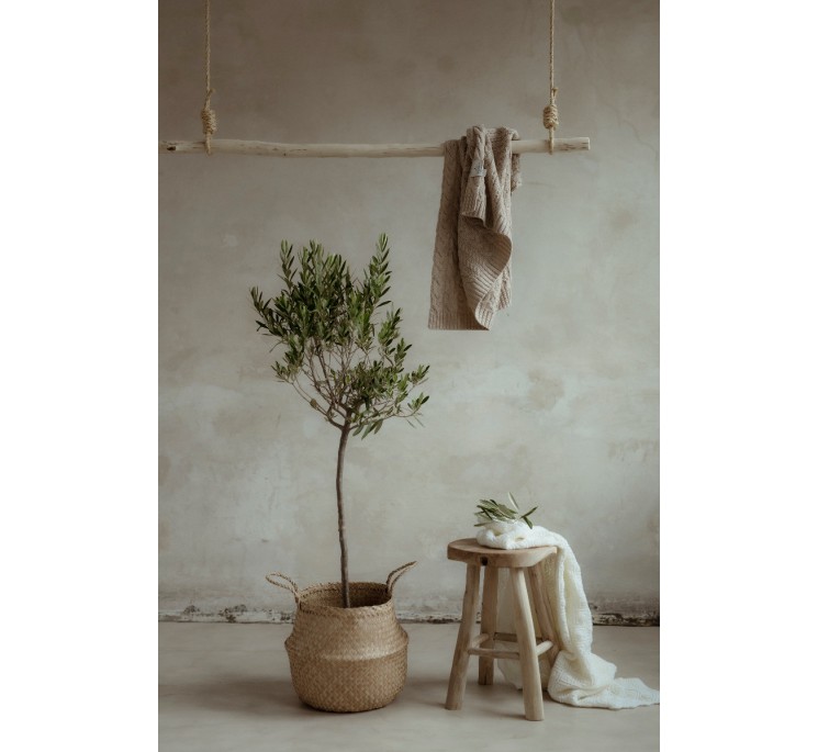 Kocyk warkocz ze 100% wełny merino cream - premium collection