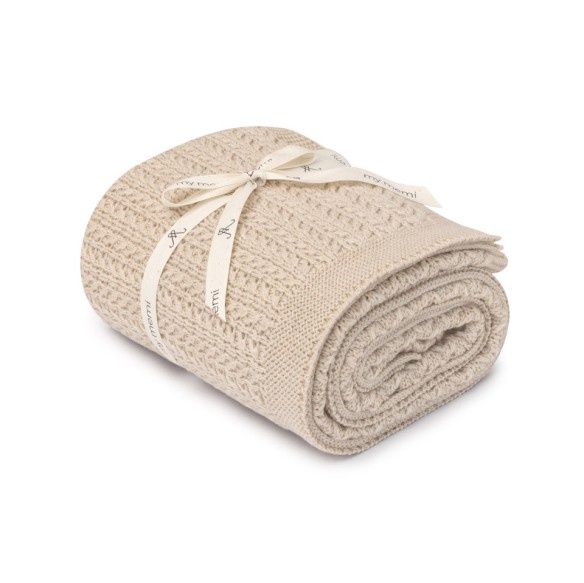Otulacz ze 100% wełny merino warm beige Leaves - premium collection