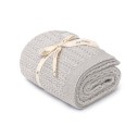 Otulacz ze 100% wełny merino light grey Leaves - premium collection