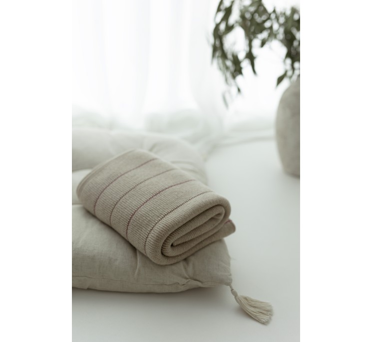 Babydecke aus 100% Merinowolle Warm Beige Lines - Premium Collection - MY MEMI