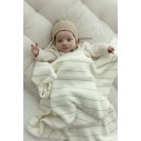 Kocyk ze 100% wełny merino cream Lines - premium collection - MY MEMI