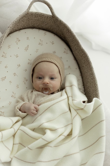 Babydecke aus 100% Merinowolle cream Lines - premium collection - MY MEMI 2