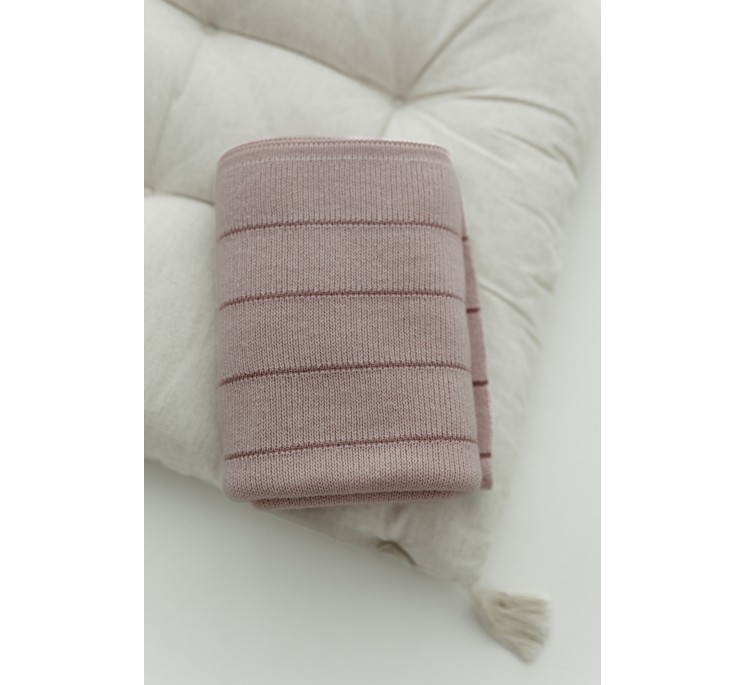 100% Natural Merino Wool Blanket powder pink Lines - premium collection - MY MEMI
