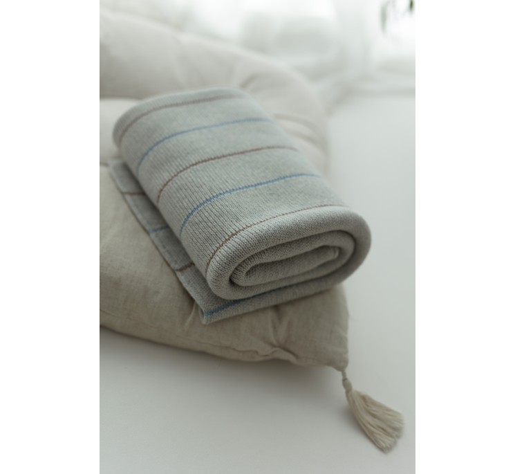 Babydecke aus 100% Merinowolle Light Grey Lines - Premium Collection - MY MEMI