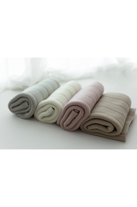 100% Natural Merino Wool Blanket Light Grey Lines - Premium Collection - MY MEMI 2