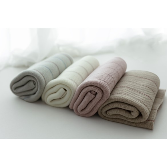 100% Natural Merino Wool Blanket Light Grey Lines - Premium Collection - MY MEMI
