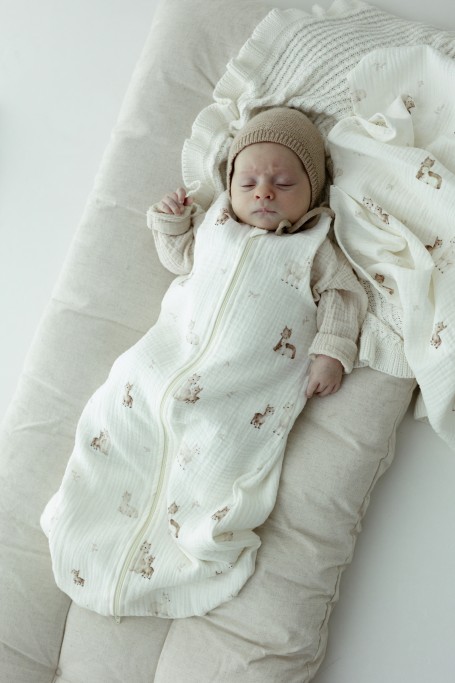 Bio Baumwolle Musselin Babyschlafsack 0 - 5 Monate 1.0 TOG - alpacas - MY MEMI