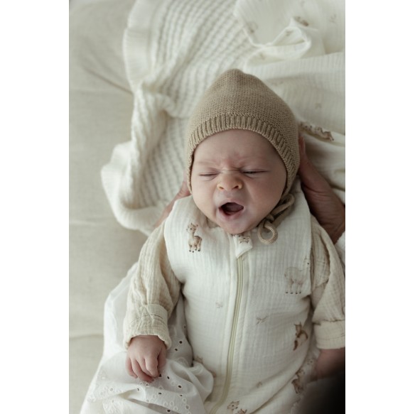 Organic cotton muslin baby sleeping bag 0 - 5 months 1.0 TOG - alpacas - MY MEMI