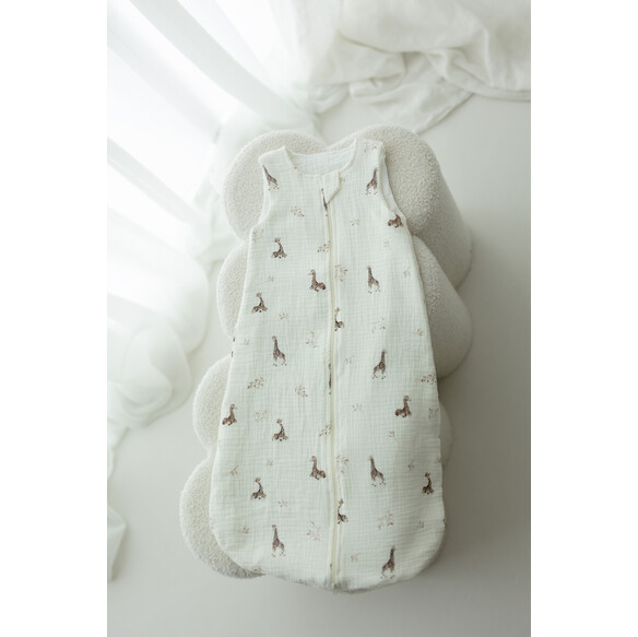 Śpiworek z organicznego muślinu 0 - 5 mies. 1.0 TOG - giraffes - MY MEMI