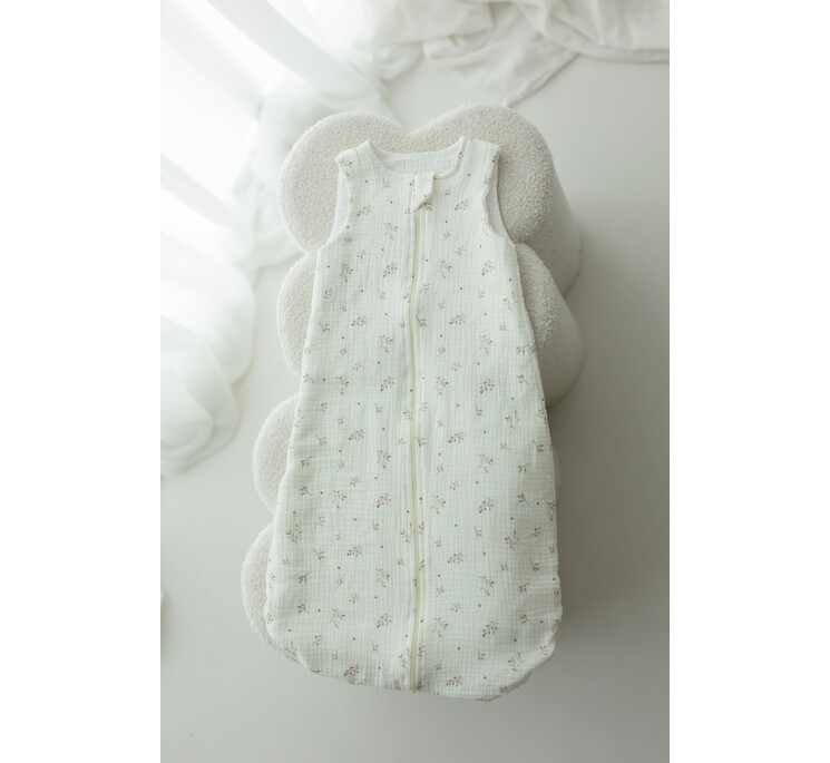 Organic cotton muslin baby sleeping bag 0 - 5 months 1.0 TOG - twigs - MY MEMI