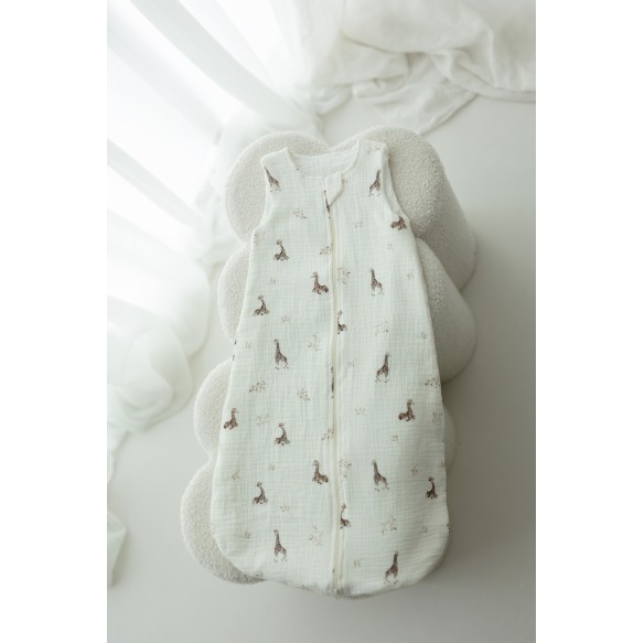 Śpiworek z organicznego muślinu 5 - 18 mies. 1.0 TOG - giraffes - MY MEMI