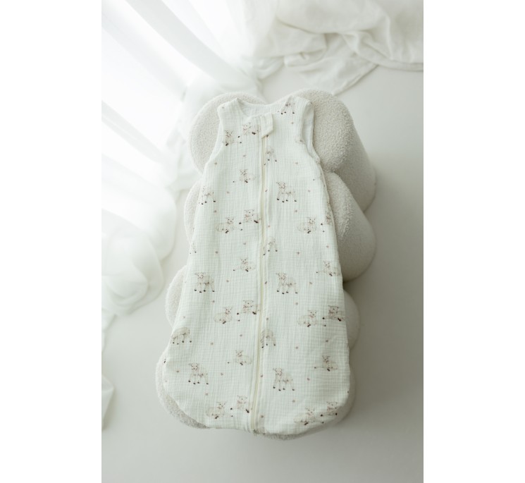 Bio Baumwolle Musselin Babyschlafsack 5 - 18 Monate 1.0 TOG - little sheeps - MY MEMI