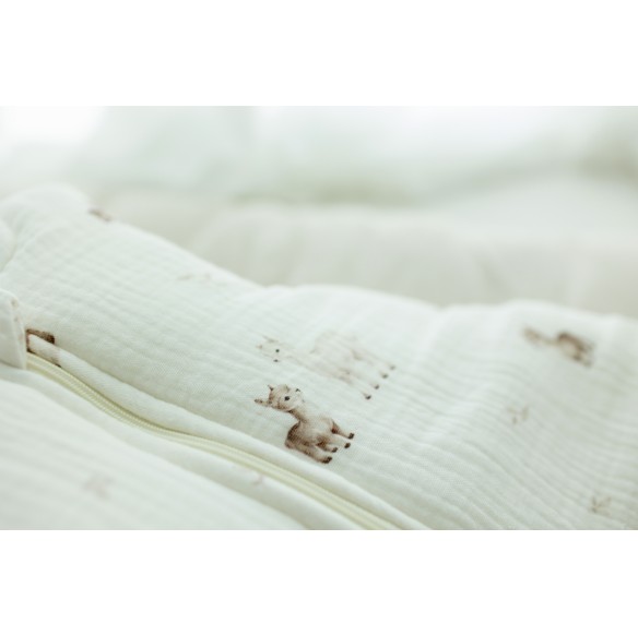 Organic cotton muslin baby sleeping bag 0 - 5 months 2.5 TOG - alpacas - MY MEMI