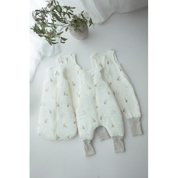 Bio Baumwolle Musselin Babyschlafsack 0 - 5 Monate 2.5 TOG - alpacas - MY MEMI