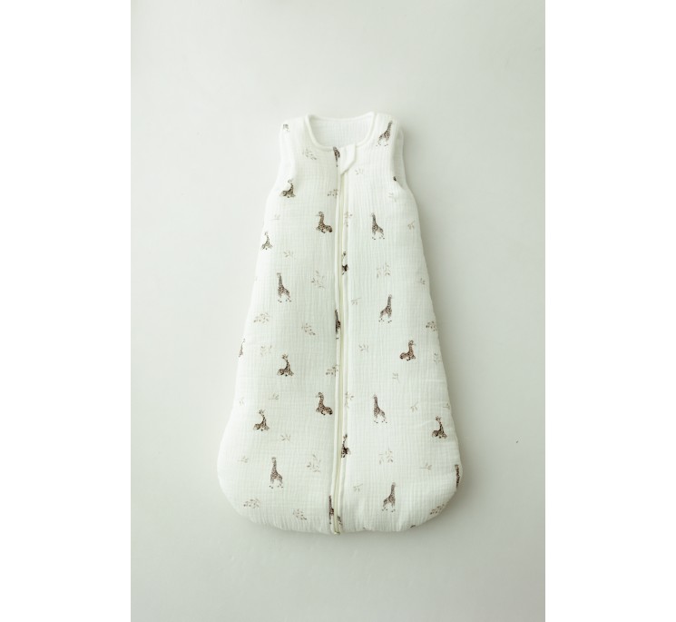 Śpiworek z organicznego muślinu 0 - 5 mies. 2.5 TOG - giraffes - MY MEMI