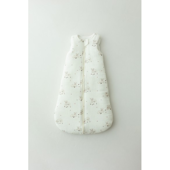 Bio Baumwolle Musselin Babyschlafsack 0 - 5 Monate 2.5 TOG - little sheeps - MY MEMI