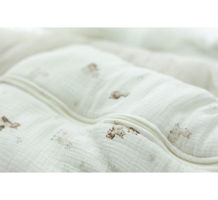 Organic cotton muslin baby sleeping bag 5 - 18 months 2.5 TOG - alpacas - MY MEMI
