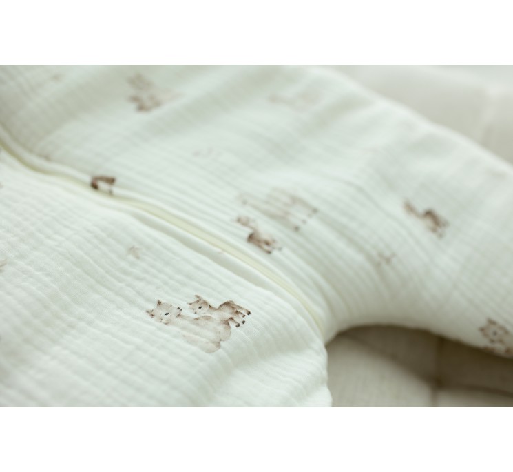 Śpiworek z organicznego muślinu z nogawkami 1 - 3 lata 2.5 TOG - alpacas - MY MEMI