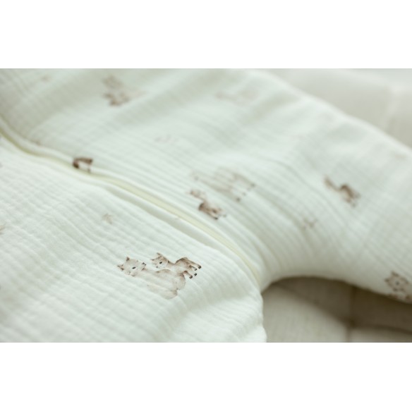 Organic cotton muslin baby sleeping bag with legs 1 - 3 years 2.5 TOG - alpacas - MY MEMI
