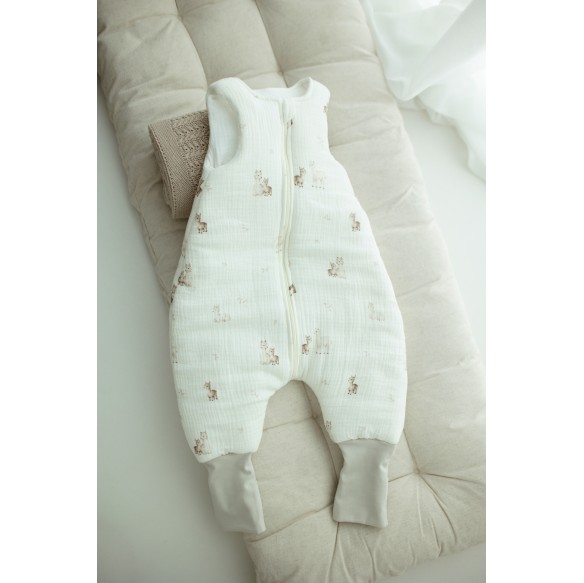 Bio Baumwolle Musselin Babyschlafsack mit Beinen 1 - 3 Jahre 2.5 TOG - alpacas - MY MEMI