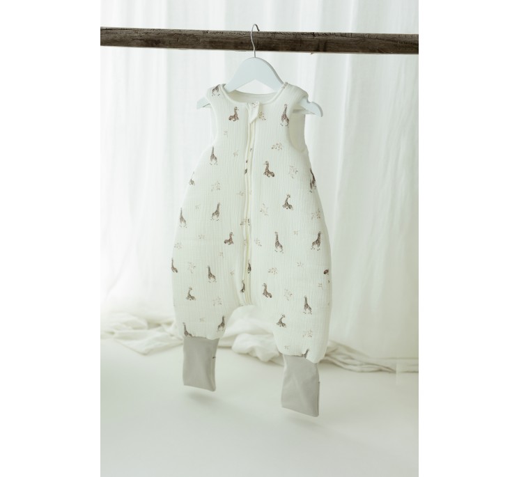 Bio Baumwolle Musselin Babyschlafsack mit Beinen 1 - 3 Jahre 2.5 TOG - giraffes - MY MEMI