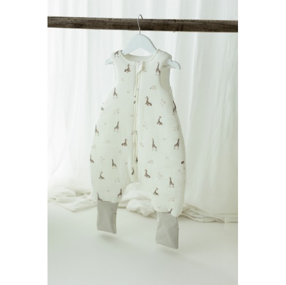 Bio Baumwolle Musselin Babyschlafsack mit Beinen 1 - 3 Jahre 2.5 TOG - giraffes - MY MEMI