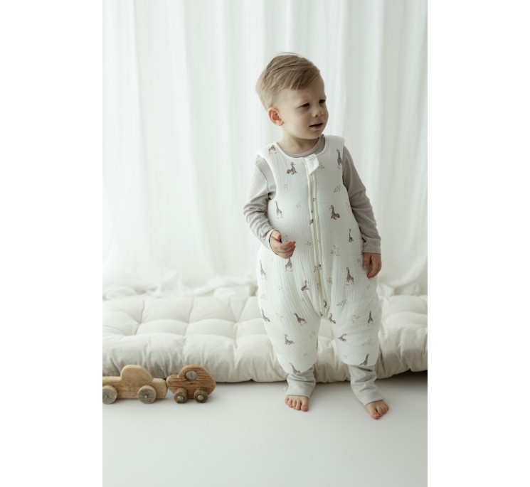 Śpiworek z organicznego muślinu z nogawkami 1 - 3 lata 2.5 TOG - twigs - MY MEMI