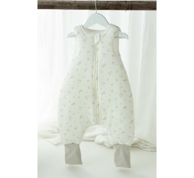 Organic cotton muslin baby sleeping bag with legs 1 - 3 years 2.5 TOG - twigs - MY MEMI