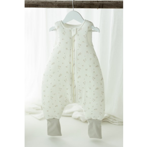 Organic cotton muslin baby sleeping bag with legs 1 - 3 years 2.5 TOG - twigs - MY MEMI