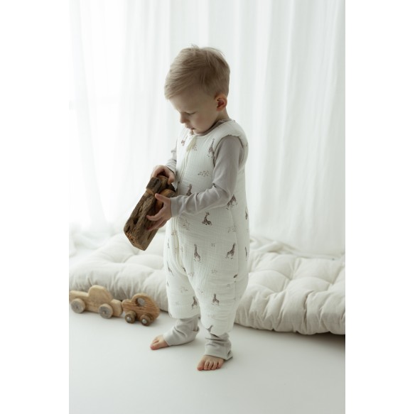 Śpiworek z organicznego muślinu z nogawkami 1 - 3 lata 2.5 TOG - twigs - MY MEMI