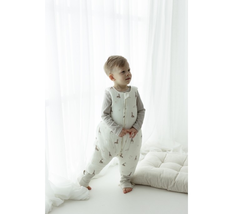 Śpiworek z organicznego muślinu z nogawkami 1 - 3 lata 2.5 TOG - twigs - MY MEMI