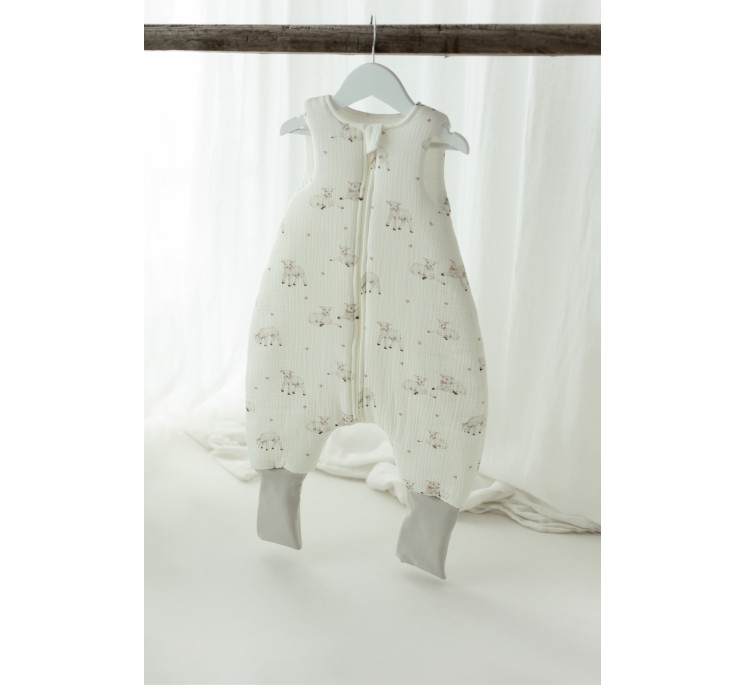Bio Baumwolle Musselin Babyschlafsack mit Beinen 1 - 3 Jahre 2.5 TOG - little sheeps - MY MEMI