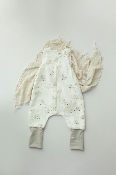Bio Baumwolle Musselin Babyschlafsack mit Beinen 1 - 3 Jahre 1.0 TOG - little sheeps - MY MEMI