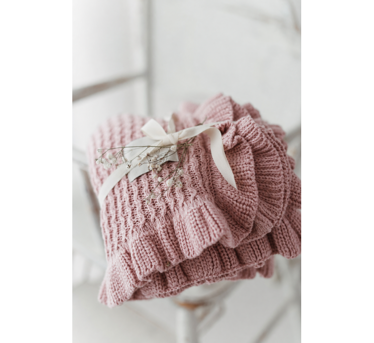 Bamboo blanket with a frill 85x105 powder pink MY MEMI