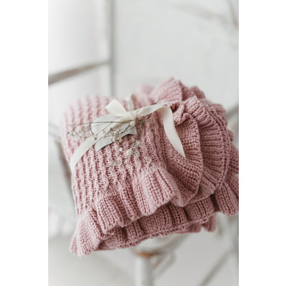 Bambus Babydecke mit Rüsche 85x105 Powder Pink (Puderrosa) MY MEMI