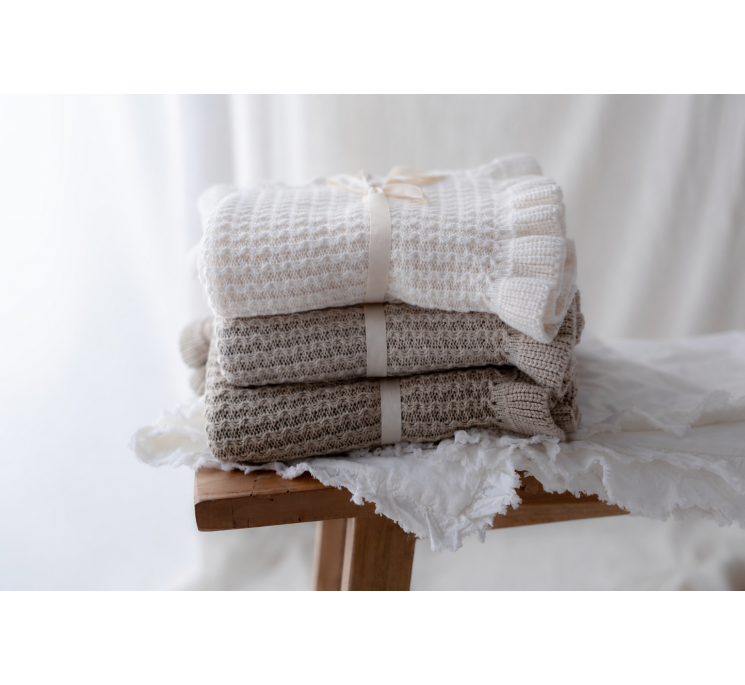 Bambus Babydecke mit Rüsche 85x105 Light Beige (Hellbeige) MY MEMI