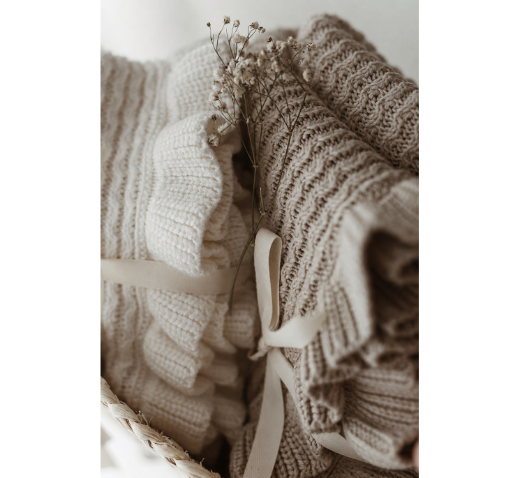 Bamboo blanket with a frill 85x105 cream MY MEMI