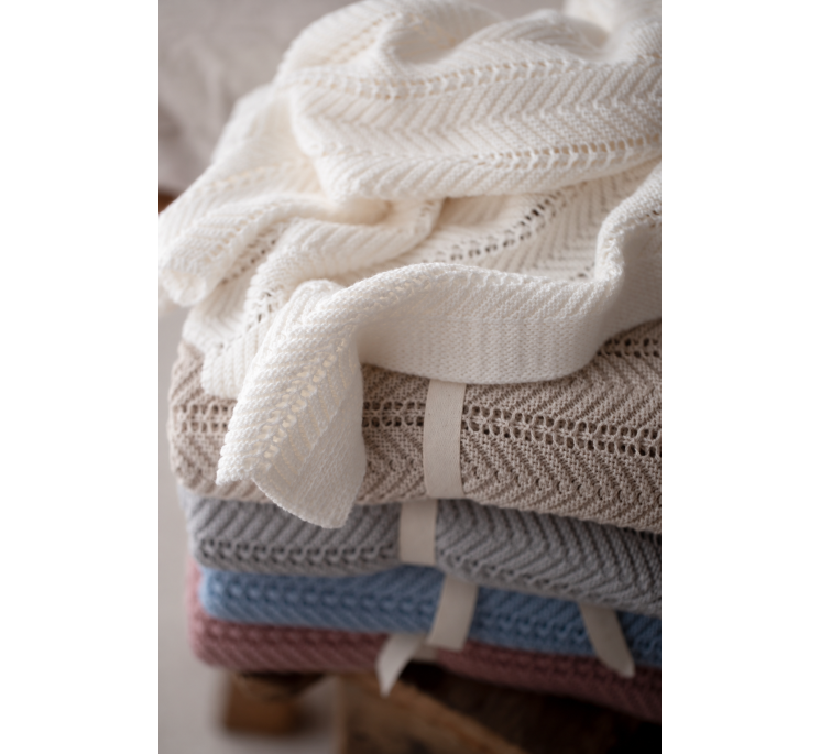 Bambusowy kocyk cream 80x100 - feather - MY MEMI