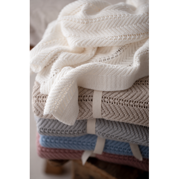 Bambusowy kocyk cream 80x100 - feather - MY MEMI