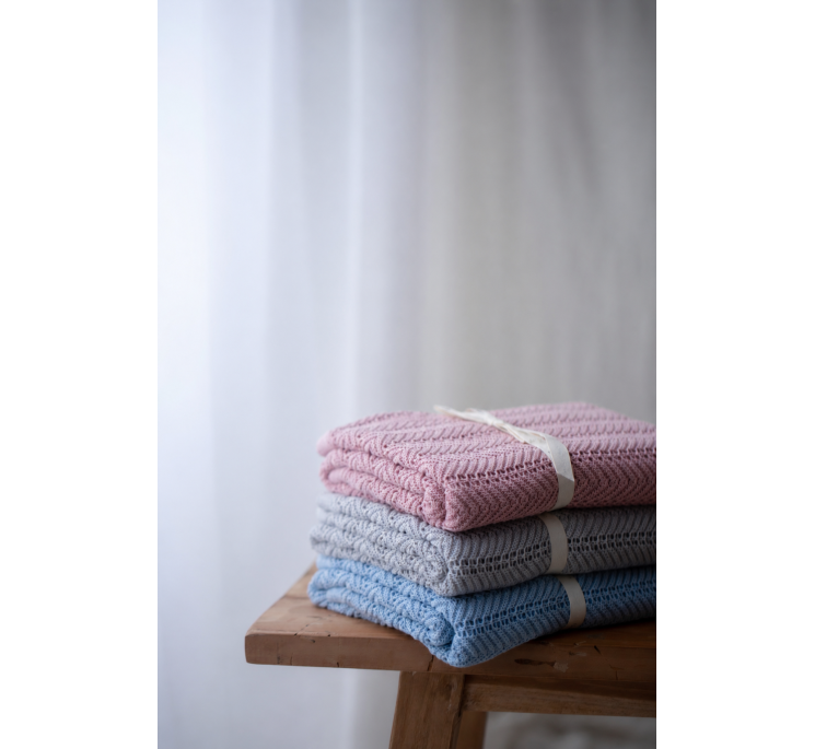 Bamboo Blanket 80x100 powder pink - feather - MY MEMI