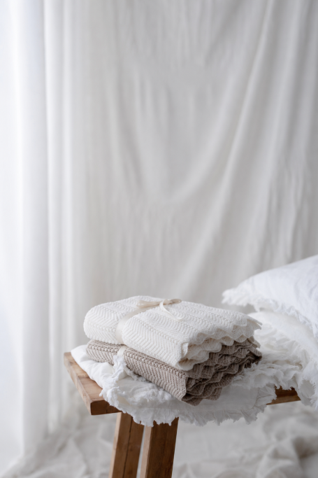 Bambusowy kocyk light beige 80x100 - feather 2