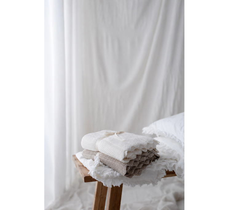 Bambusowy kocyk light beige 80x100 - feather - MY MEMI