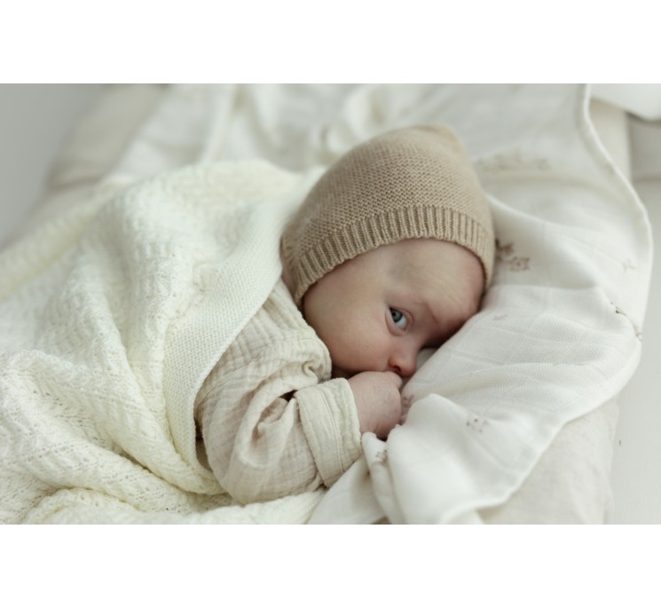 100% merino wool swaddle light grey Leaves - premium collection - MY MEMI