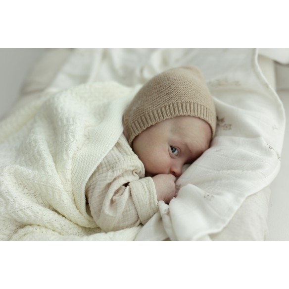 100% merino wool swaddle light grey Leaves - premium collection - MY MEMI