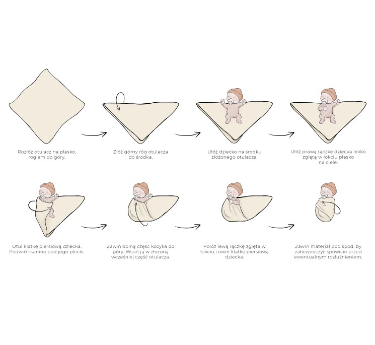 100% merino wool swaddle warm beige Leaves - premium collection - MY MEMI