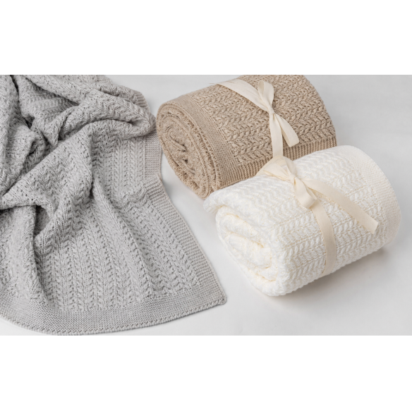 100% merino wool swaddle light grey Leaves - premium collection - MY MEMI