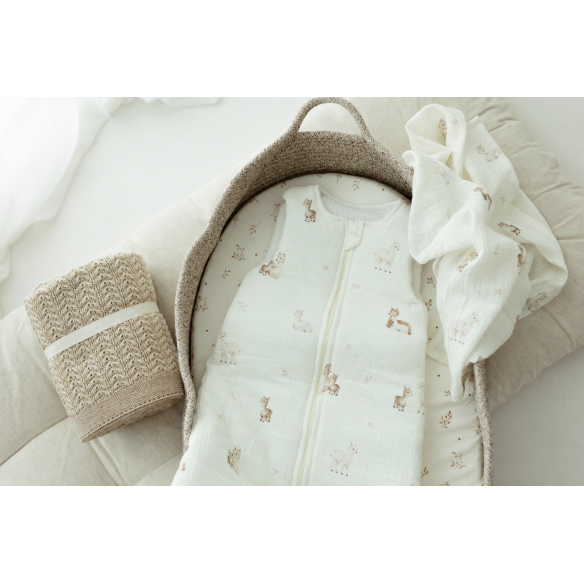 100% merino wool swaddle light grey Leaves - premium collection - MY MEMI