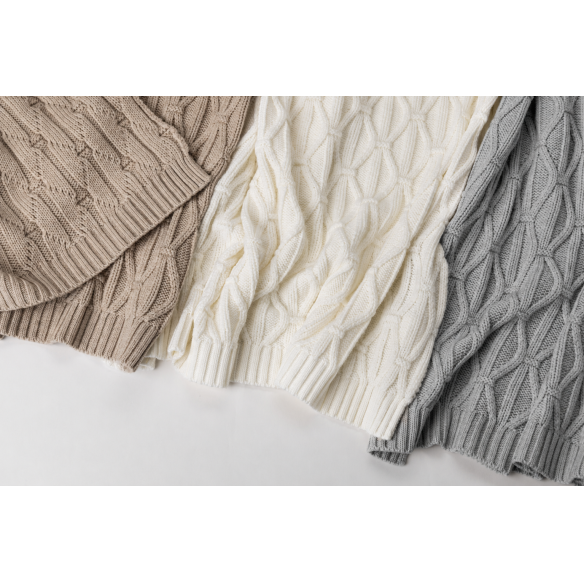 Warme Babydecke aus 100% Merinowolle cream Wave - premium collection - MY MEMI