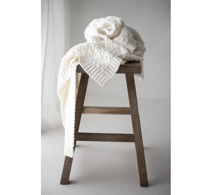 Warm blanket of 100% merino wool cream - premium collection - MY MEMI